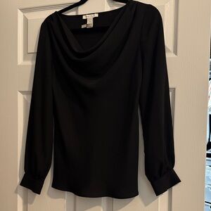White House Black Market Elegant Black Long Sleeve Blouse
